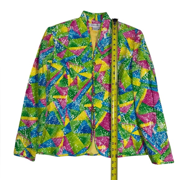 Anne Crimmins for UMI Collections Colorful Abstract Geo Print Jacket Sz 10 VTG - Picture 3 of 6